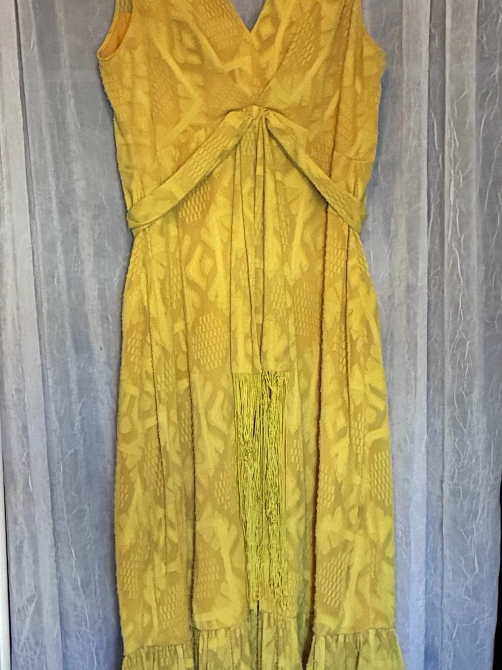 Sachin + Babi Yellow (Mustard) Sleeveless Maxi Dress with Tassel Tie Detail
